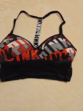 PINK Victoria's Secret Black, Red & White Logo Racerback Bralette
